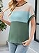 Cakrisyal Womens Color Block T Shirts Tops Fashion Short Sleeve Crewneck Knitted Spring Summer Casual Loose Fit Dark Green