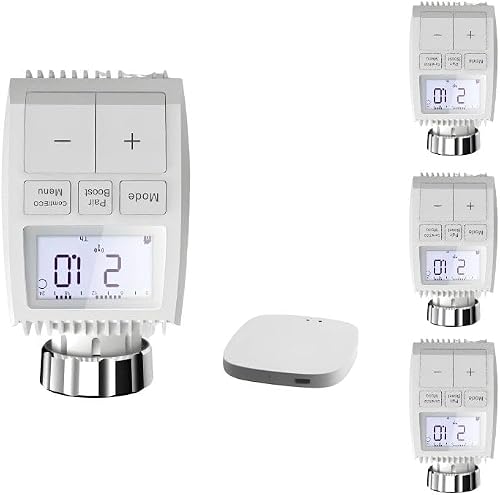 Kit de 4 Têtes Thermostatiques Connectées Universelle avec Ecran 