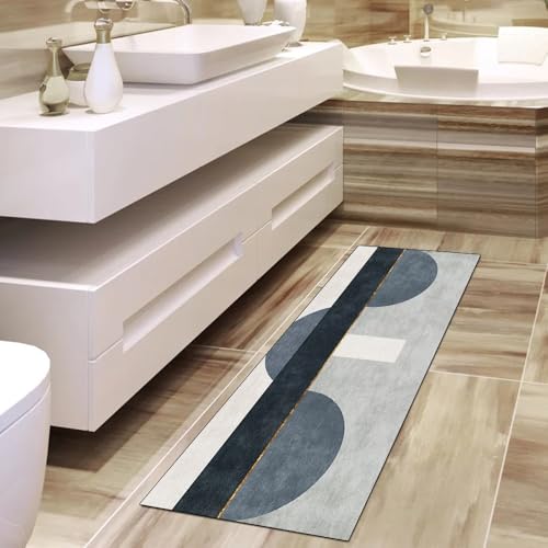 Alfombra de cocina larga lavable gris de poliéster moderna de 110x200 4