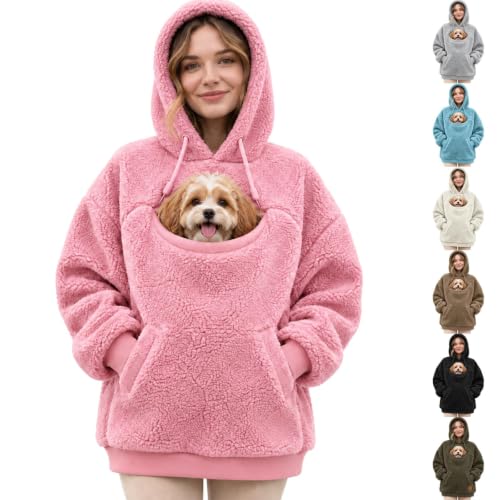 Pet Pouch Sweatshirt for Women Flannel Cat Carrier Hoodie with Pouch Shirt - image 1
