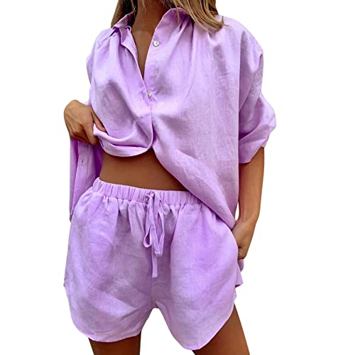 Survêtement 2 pièces femmes vêtements de détente amples et tenues d'été short élastique