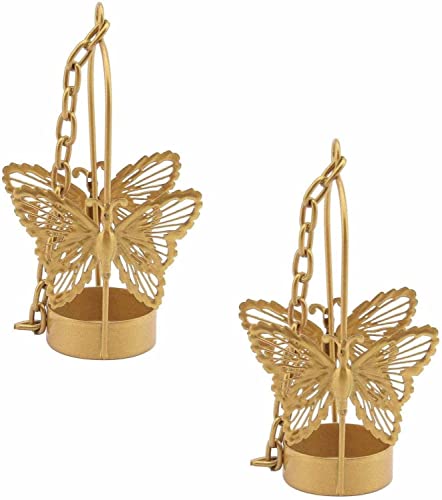 Zap Impex Decorative Aluminium Hanging Butterfly Tea Light Hanging Candle Holder Lantern (Pack Of 2) #TOP26