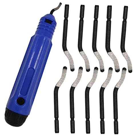 Foitech Metal Deburring Tool Kit 11 pcs High-Speed Steel Rotary Burr Removal Blades, Burr Remover Hand Tool for Wood, Aluminum, Copper and Plastic Cover