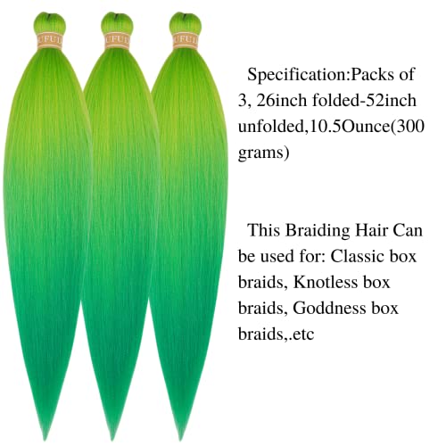 Ombre Lime Green Braiding Hair Pre Stretched Braids Hair Extensions Pre Stretched Braiding Hair #TOP1