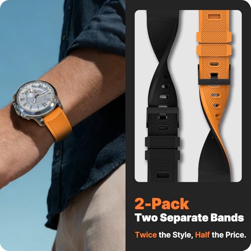 Image of Fullmosa 20mm Watch Strap, 2 Pack Silicone Watch Straps for Men Women, Compatible with Amazfit Bip U /Bip U Pro, Amazfit GTR /GTR Mini, Samsung Galaxy Watch 4 /5 /6 /7, Garmin Venu and all 20mm Watches