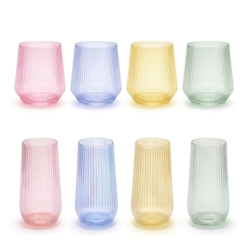 Image of 48 Pack Disposable Wine Glasses, Plastic Champagne Flutes - Stemless Clear | 24 9oz Flutes, 24 12oz Wine Cups, Cocktail Glasses, BPA-Free Shatterproof Unbreakable Reusable Recyclable Wedding Birthday