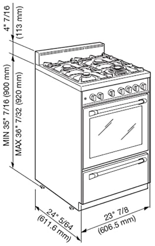 Verona Vefsgg244Ne 24" Pro-Style All Gas Freestanding Range Oven Convection Matte Black #TOP2