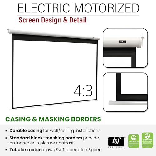 Image of Akia Screens 104 inch Motorized Projector Screen 4:3 - Electric Drop Down with Remote, 8K /4K HD & 3D Ready, Ceiling or Wall Mount - AK-MOTORIZE104VW