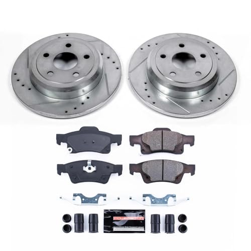 Image of PowerStop Z23 Performance Brake Pad & Rotor Kit Rear K5950 | Jeep Grand Cherokee, Dodge Durango Carbon Fiber Ceramic Brake Pads + Drilled & Slotted Rotors
