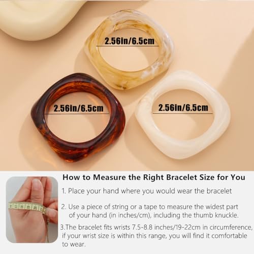 Acrylic Chunky Bangle Bracelets for Women, Irregular Punk Acrylic Resin Bangle Geometric Cuff Wide Wristband Bracelet Fashions Thick Acetate Statement Jewelry Set2