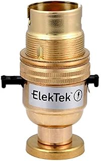 ElekTek Safety Switch Lamp Holder Half Inch with Back Plate Cover and Screws - Brass