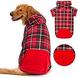 BINGPET Plaid Dog Hoodie Dog Fleece Sweater with Hat Pet Winter Clothes Warm Sweater Coat for Small Medium Large Dogs