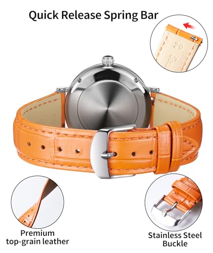 Image of BINLUN Leather Watch Band Genuine Calfskin Replacement Watch Strap Quick Release Crocodile Pattern 10 Colors 13 Sizes for Men Women(10mm,12mm,14mm,16mm,17mm,18mm,19mm,20mm,21mm,22mm,23mm,24mm)