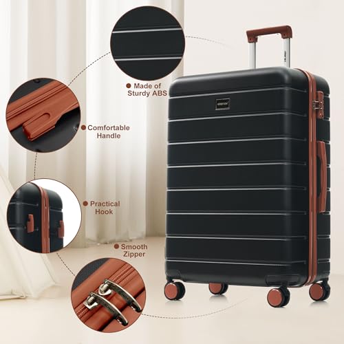 Image of Hardside Luggage Sets, Lightweight Suitcase with Spinner Wheels, Black