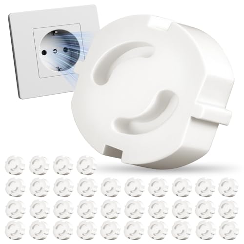HOTUT Protectores de Enchufes para Bebés, 35 piezas, sin pegar, Blanco