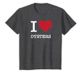 I Heart Ostras, I Love Oysters Camiseta, Niños, Jaspeado Oscuro, 6 años