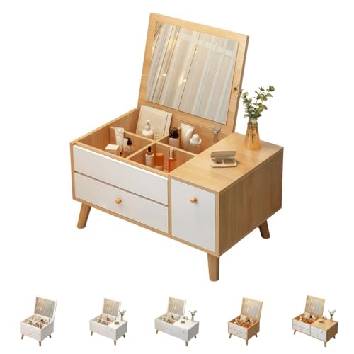 SLLS ���ϑ� �h���b�T�[ �o���Ή� ���[�^�C�v �����o���t�� �R���p�N�g �f�X�N �~���[�t�� ��̌^���[�L���r�l�b�g �Q���p ���C�N�e�[�u�� �ȒP�g�ݗ��� (60CM,�S���̖ؐF�{��)