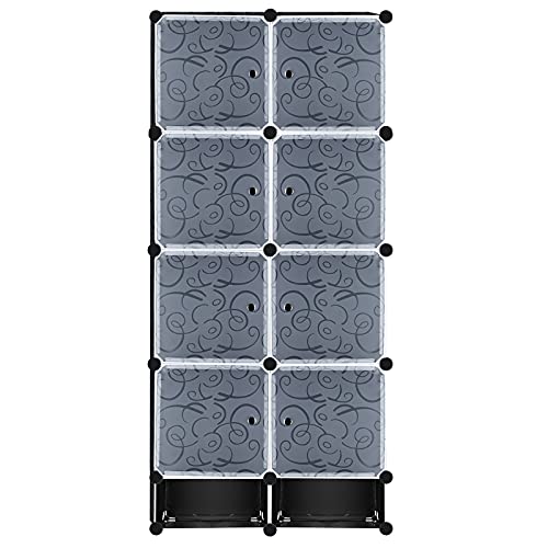 YUENFONG Organizador de armario para bricolaje, sistema de estantería, sistema de estantes de plástico para ropa, zapatos, juguetes y libros (8 cubos con puerta)