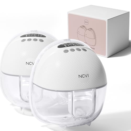 NCVI Elektrische Milchpumpe Tragbar Freihändig | 4 Modi 9 Stufen, 19/21/24 mm Flansch, Weiß