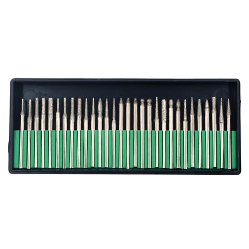 Image of 30 Pcs Diamond Rotary Tool - 3mmX45mm Shank Bits for Engraving, Carving, Grinding, Polishing - Assorted Shapes for Metal, Wood, Glass, Nail Art Craft, Ceramic, Stone, Jewelry, Dremel