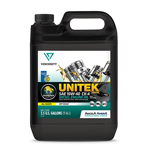 VISCOSITY UNITEK 3000K Diesel Engine Oil SS 10W-40 CK-4 - Compatible With Case, New Holland, Mahindra, Landini, McCormick Tractors - 2.5 Gallons - 74643NXYUS