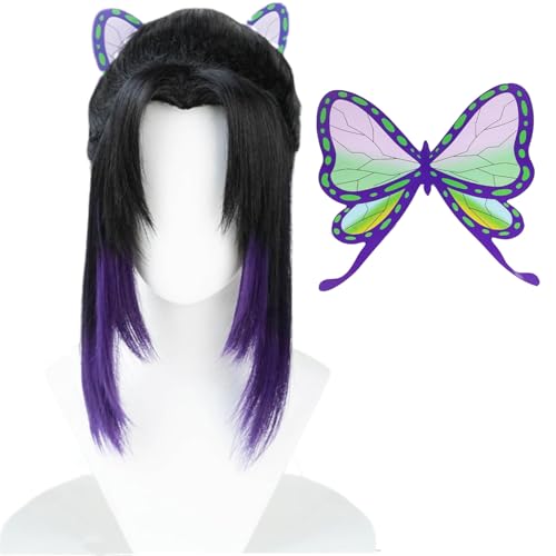 LABEAUTÉ Shinobu Cosplay Wig with Butterfly Hair Clip