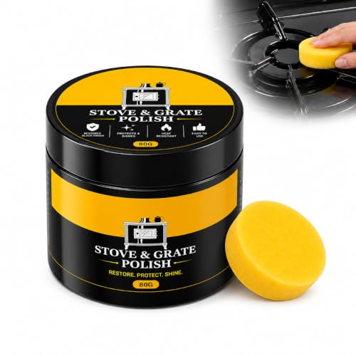 Cast Iron Stove Polish with Sponge,Black Restoring & Protective Polish,80g