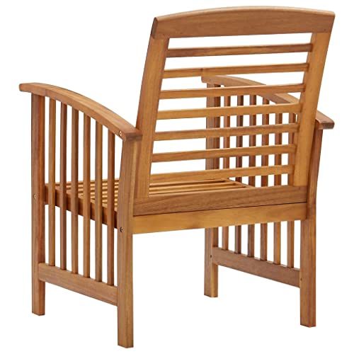 Vidaxl Patio Chairs 2 Pcs, Patio Dining Chair With Armrest, Wood Slat Back Outdoor Dining Chair For Deck Garden Lawn, Solid Wood Acacia #TOP4