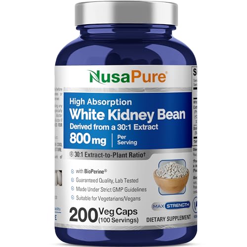 White Kidney Beans, Non-GMO, Vegan, 800mg, 200 Veg Capsules -