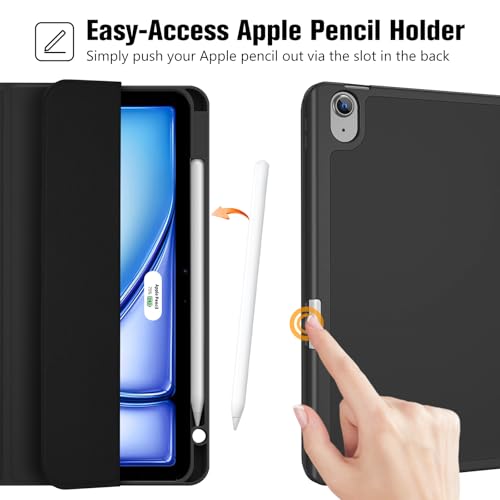 ProCase for iPad Air 11 Inch Case with Pencil Holder, iPad Air 11" M4/M3/M2(2026/2025/2024)/ iPad Air 5th Gen 2022/Air 4th Gen 2020 10.9" Trifold Stand Smart Folio with Soft TPU Back Cover -Black by ProCase - Image 3