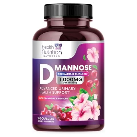 D-Mannose & Cranberry Extract 1350mg Advanced Formula, Fast-Acting Natural Urinary Tract Health Support for Women & Men, Flush Impurities in Urinary Tract & Bladder, Non-GMO, Vegan - 180 Capsules Cover