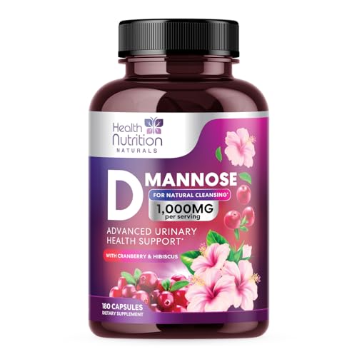 DMannose Pills with Cranberry 1350mg Advanced Formula - Effective Natural Bladder & Urinary Tract Health Support, Flush Impurities - D Mannose Supplements Non-GMO, Vegan for Women & Men - 180 Capsules
