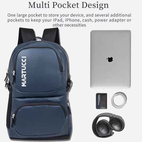Image of Martucci Victor 36L Faux Leather Water Resistant Laptop Backpack /Casual Backpack /Daypack /Travel Backpack /College Bag For Men /Women