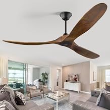 Ceiling Fans Without Lights, 70 inch Large Ceiling Fan no Light, Industrial Outdoor Ceiling Fans for Patios Outside Porch Farmhouse, 3 Wood Blade High CFM Propeller Ceiling Fan with Remote