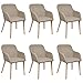 vidaXL 6X Eiche Massiv Esszimmerstuhl Beige Küchenstuhl Armlehne Stuhl Stühle