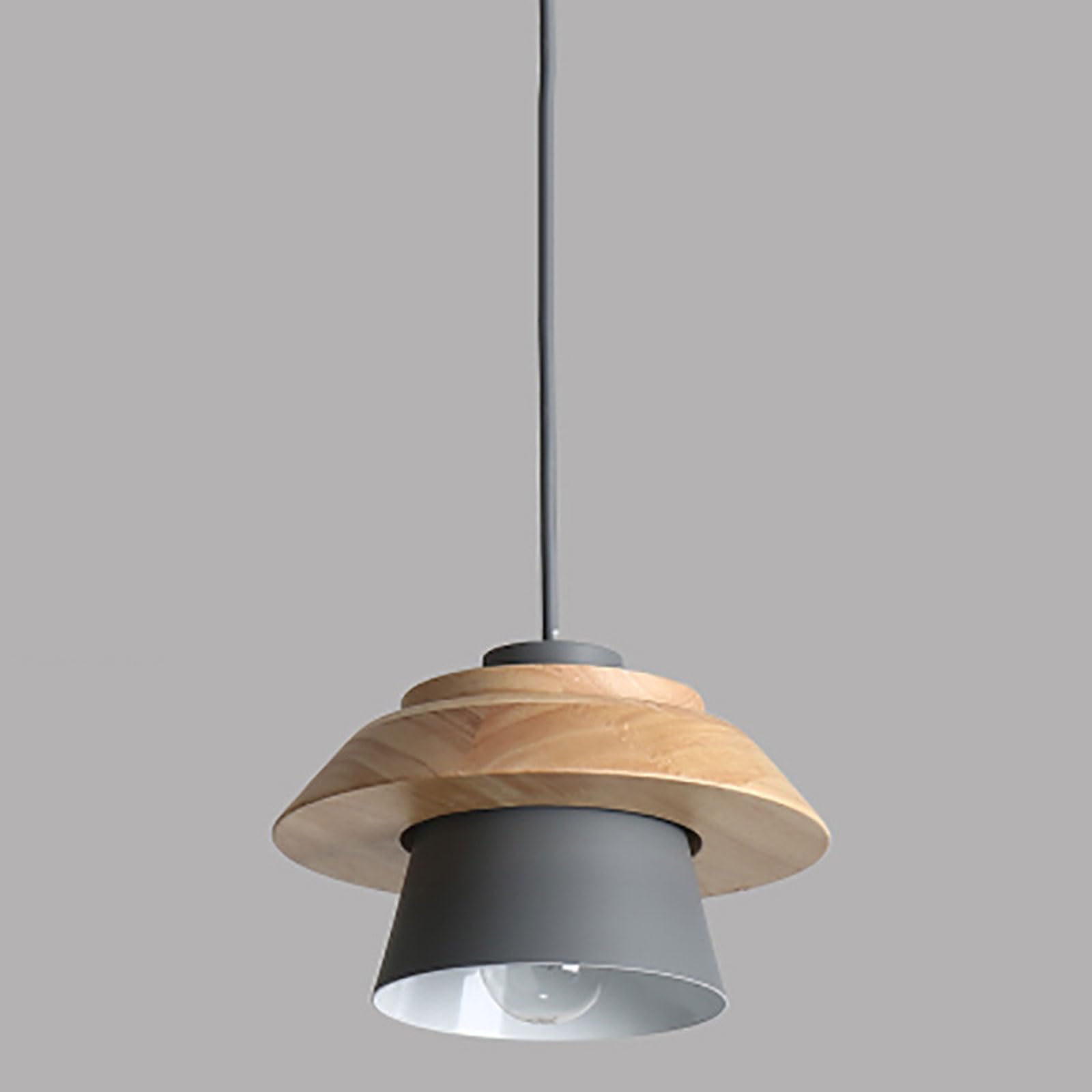Rszcsmo Gray Simple Log E26 Bedside Pendant Light 7.87In Multi-Color Aluminum Single-Head Dining Hanging Lamp, Balcony, Stairwell, Dining Table, Lighting Fixture
