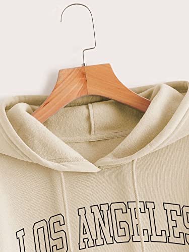 Soly Hux Women Casual Fashion California Hoodie Los Angeles Pullover Drawstring Graphic Sweatshirt Beige Floral L #TOP4