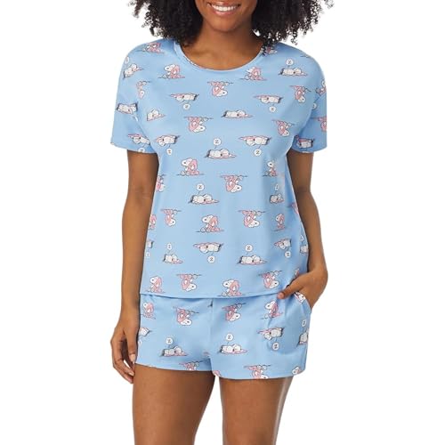 Image of Richard Leeds International Womens 2 Piece Pajama Set - Disney | Hello Kitty | Snoopy - Short Sleeve Top & Shorts Lounge Sets
