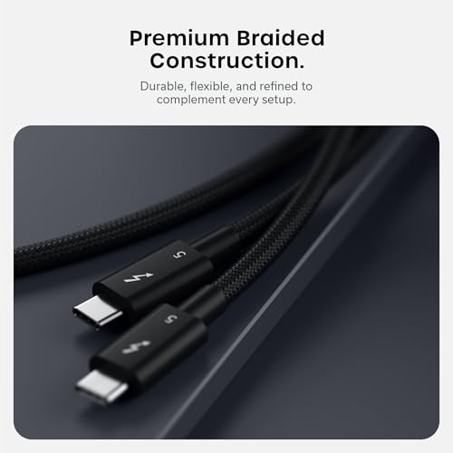 Image of Satechi Certified Thunderbolt 5 Cable, 240W PD, 120Gb /s Data, Dual 8K@60Hz, Triple 4K@144Hz, Braided Thunderbolt 5 /4 /3, Compatible USB-C Cable for iPhone 17, MacBook Air /Pro /Neo, Laptops | 120 Gb /s data, dual 8K /60Hz, triple 4K /144Hz, braided design, fits iPhone 17, MacBook Air /Pro /Neo