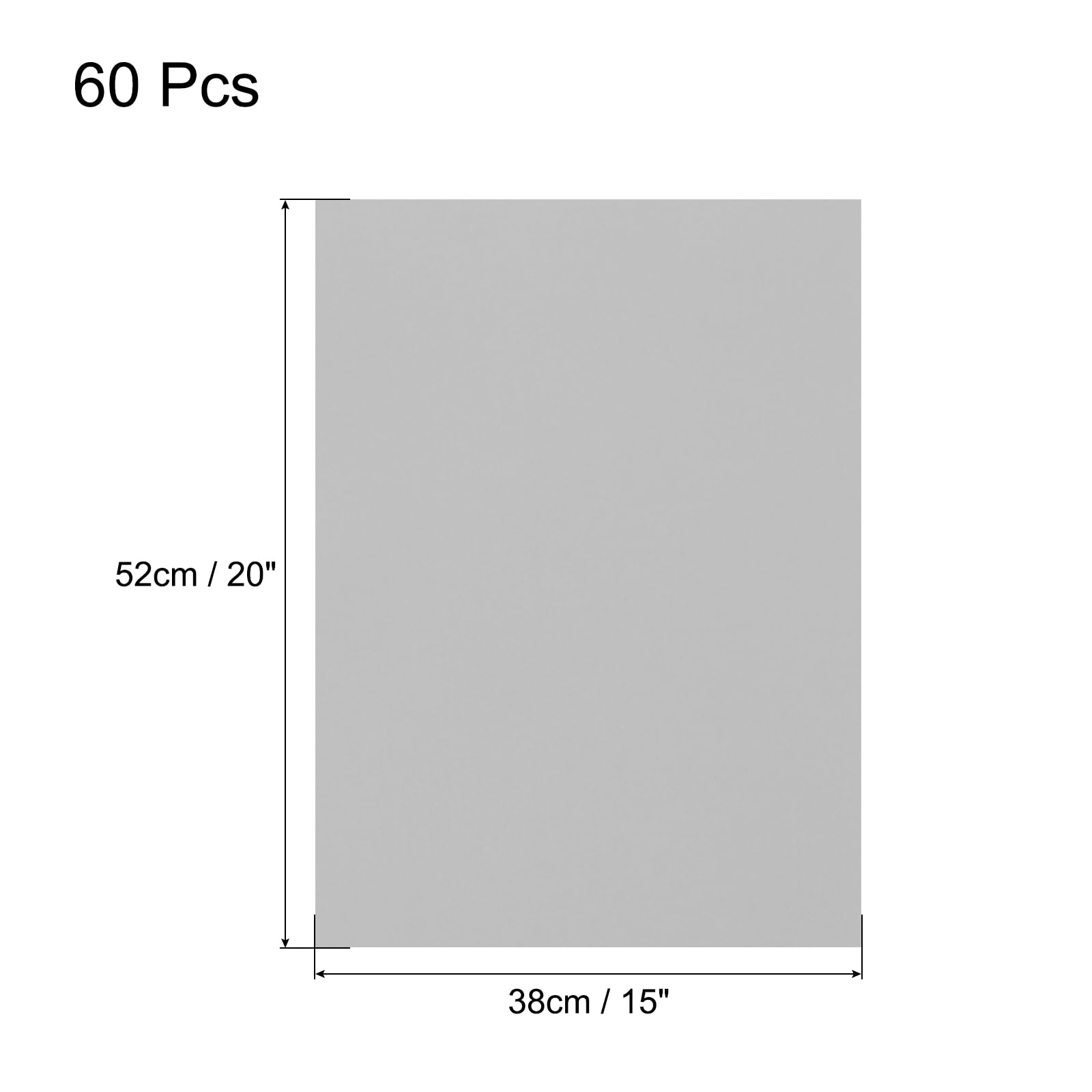 QUARKZMAN 60 Hojas de Cartulina Gris 20" x 15", 200Gsm/75Lb Papel Grueso para Impresora para Manualidades, Invitaciones, Creación de Tarjetas, Scrapbooking, Dibujo