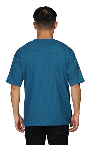 Image of SHODOX Men Oversized T Shirt Solid Dotted Design | Round Neck Loose Fit Drop Shoulder Casual T-Shirt for Men