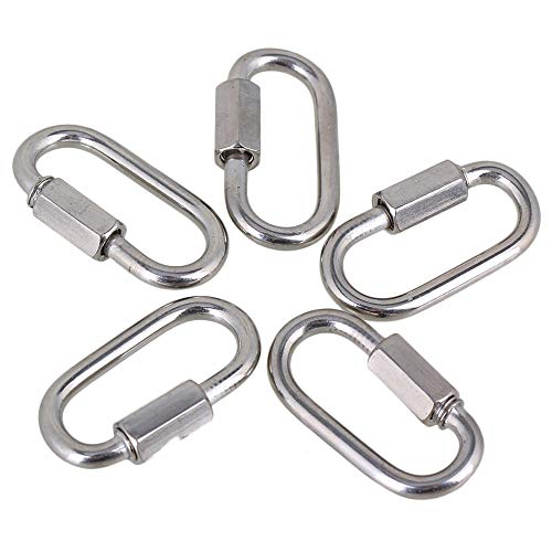 Cnbtr 3.5X2Cm M3 Locking Clip Stainless Steel Snap Quick Hook Link Chain Fastener With Threaded Nut Pack Of 5 #TOP20