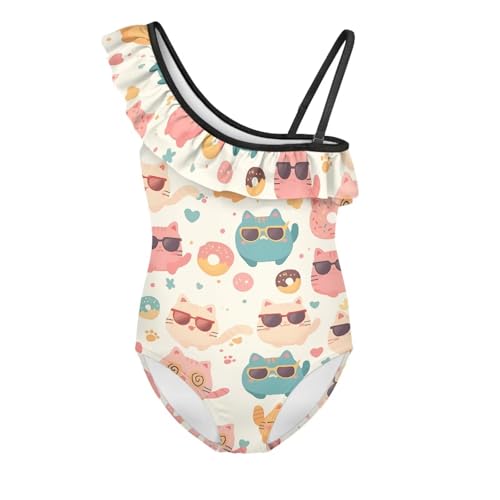 Girls Ruffled Halter Swimwear One-Piece Bathing Suits - Light, Elastic, Easy Wear, Breathable for Pool, Beach