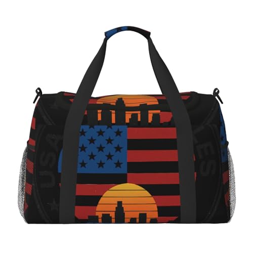 USA Los Angele Print Daily essentials Large Capacity Hand Carry Bag for Weekend Getaways style Bags