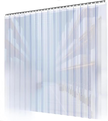 WUDLEP Clear Curtain Complete Kit, 1m x 2m PVC Strip with 7Pcs Clear Strip, 2mm Thick Superior Door Curtain for Warehouse, Shops, Coldroom, Garage