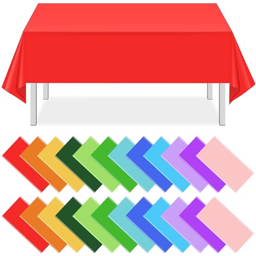 24 Pack Rainbow Mix Color Disposable Plastic Tablecloth 54*108 Inch