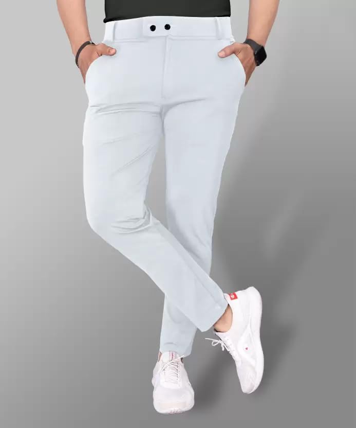 Image of Men's Black Slim Fit Formal Trouser, Casual Straight Leg Pants with Side Pockets