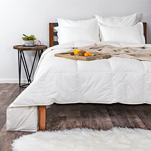 Ameridown Medium Warmth Premier Down Comforter With Sewn In Duvet Corner Loop Attachments, King/California King Size Bed, White #TOP1