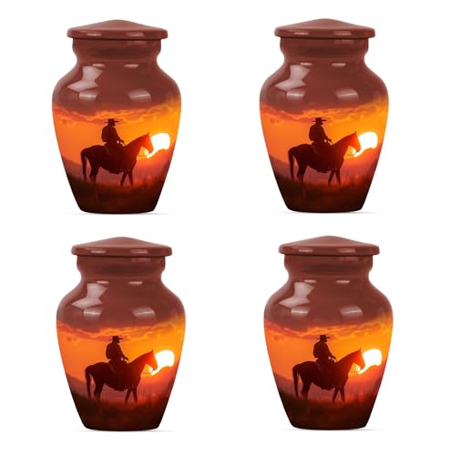 Image of Cowboy Urn - Mini Urn - Cremation Urns Adult Urns - Urn for Human Ashes - Urns for Human Ashes Adult Female (3 inch Pack of 4)