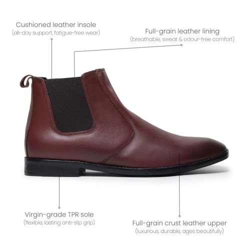 Image of HAYES LONDON Chelsea Boots For Man | Genuine Leather High-Top Slip-On Shoes | Comfortable Formal Shoes for Men | Stylish Office, Party & Casual Wear Fashion Boots